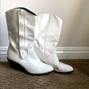 White leather boots